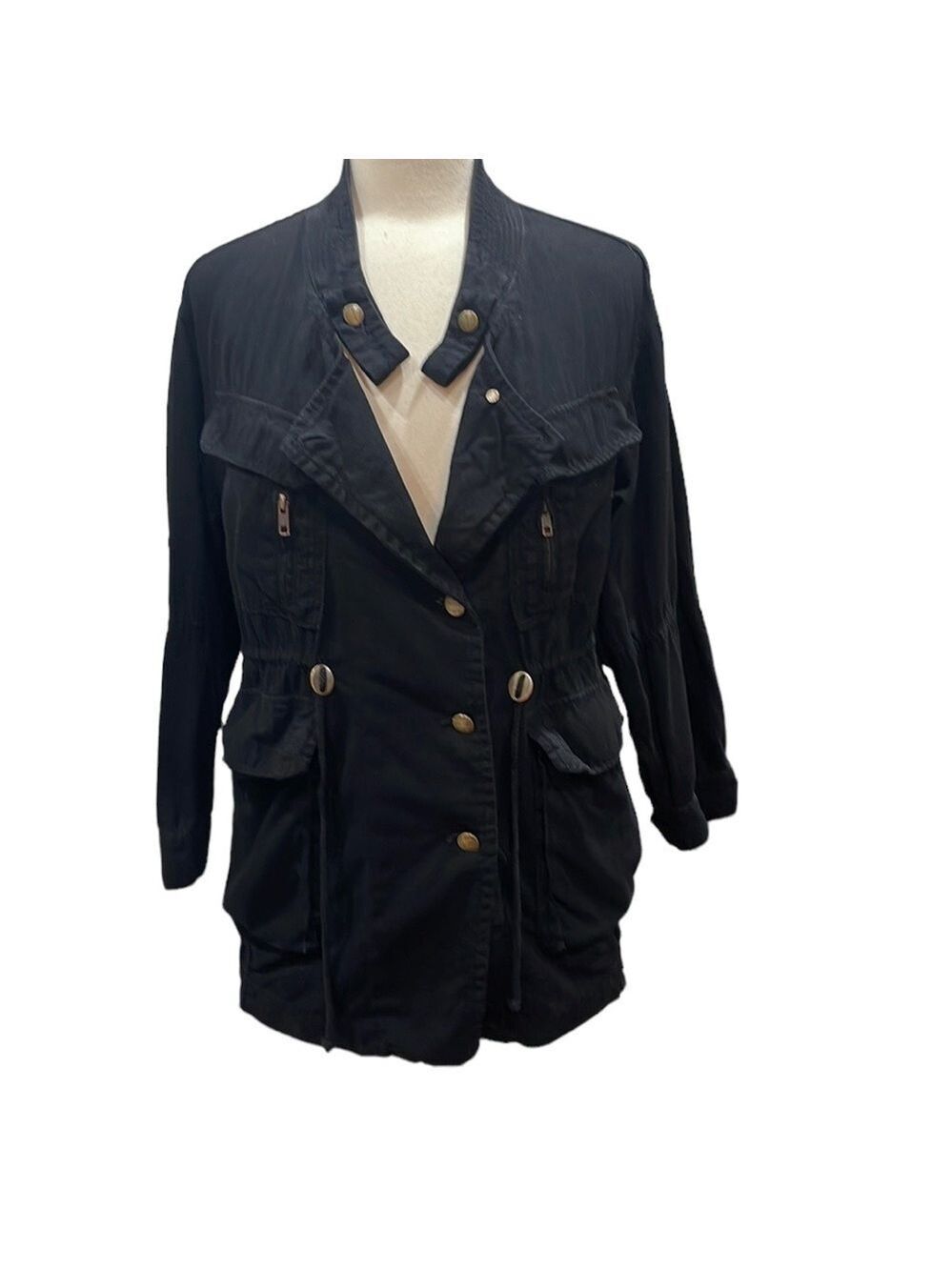Current Elliott Light Weight Utility Jacket Button Front Navy Blue SZ S